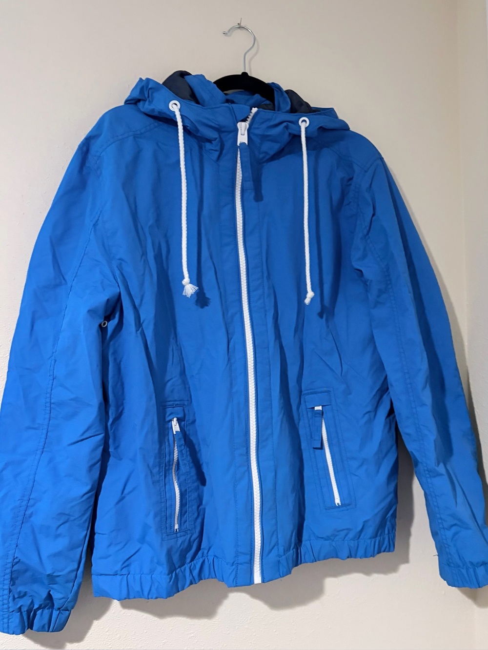 Mens##Arizona##Bright Blue Hooded Windbreaker Jacket